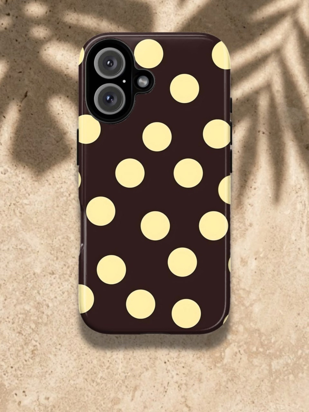 Polka Dot Brown & Cream Phone Case - Protective Cellphone Cover